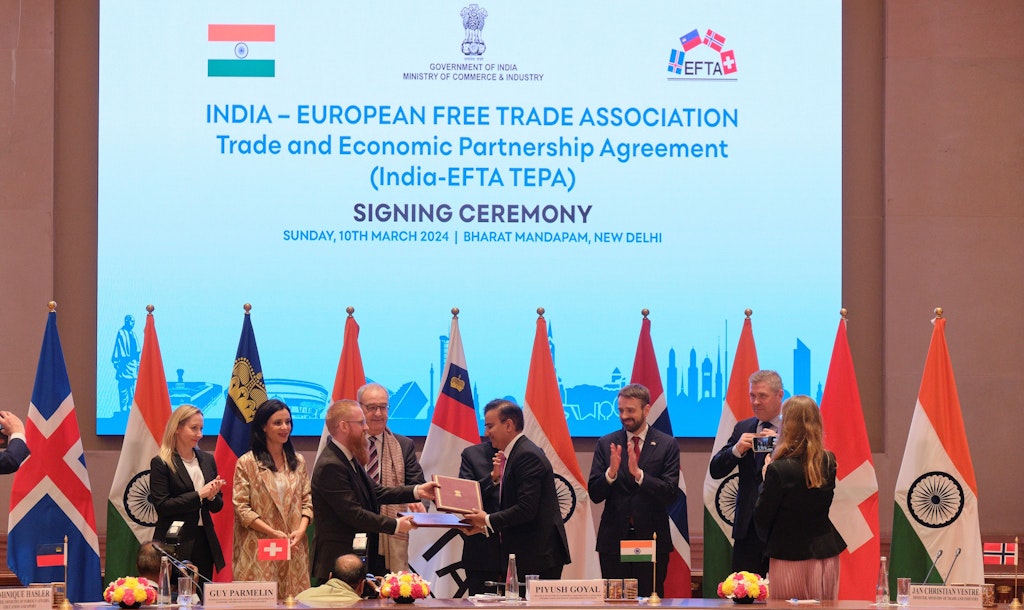 India and EFTA sign Trade and Economic Partnership Agreement